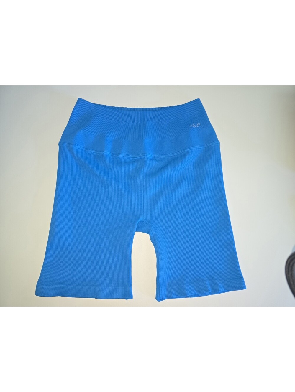 Nux Active Mineral Wash Turquoise Ribbed High Rise Biker Shorts Small